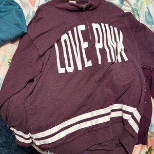 PINK Victoria's Secret Maroon quarter zip Sweater